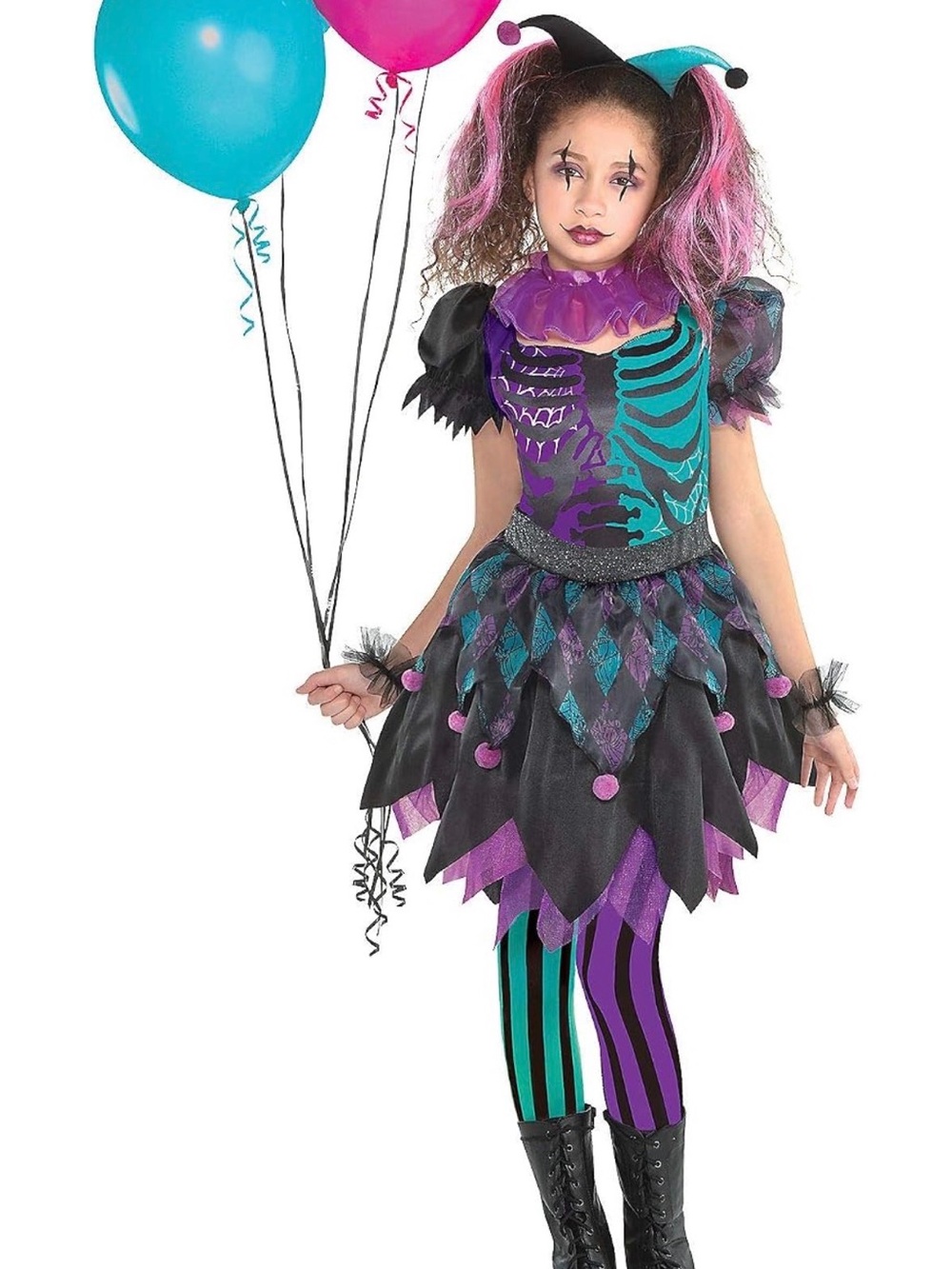 Haunted Harlequin Halloween Costume for Girls Medium 8-10